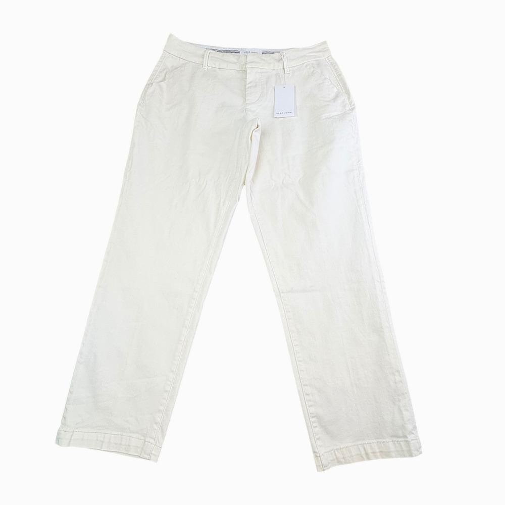 Dear John Women 31 Ivory Chino Trousers Straight Leg Stretch Coastal Minimal - Picture 1 of 8